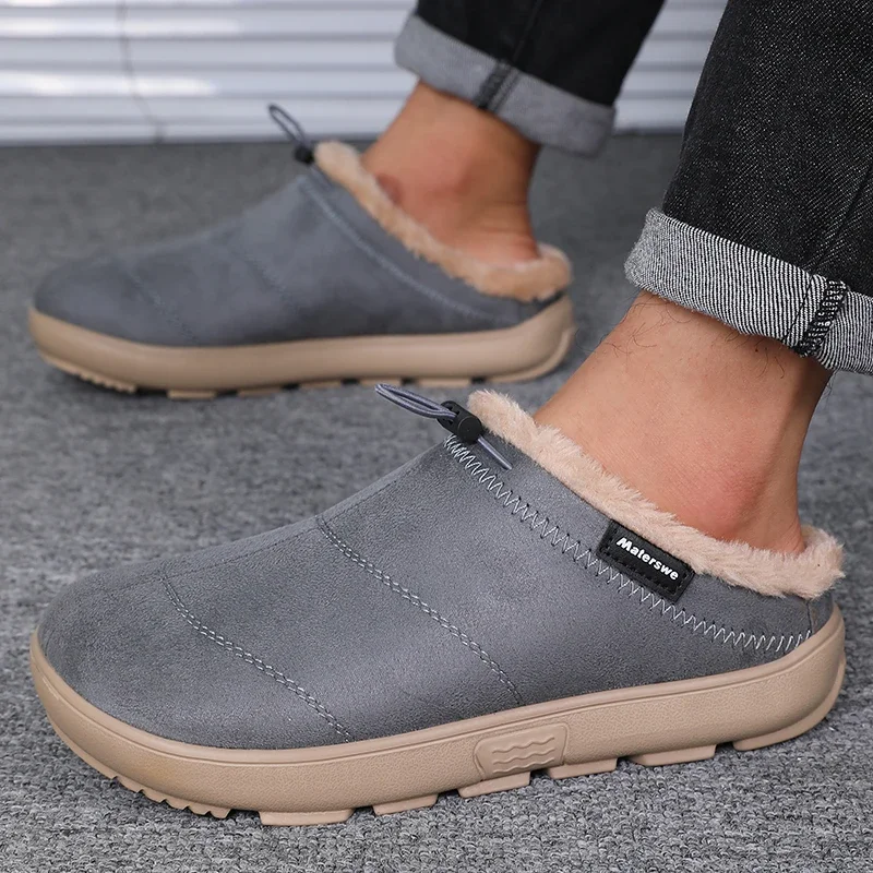 Herren-Baumwoll-Hausschuhe, Winter-Fleece-Futter, warme Birkenshoes, lässige Indoor- und Outdoor-Schuhe, rutschfeste Baumwollschuhe mit abgedeckter Ferse für den Heimgebrauch – Detail 2