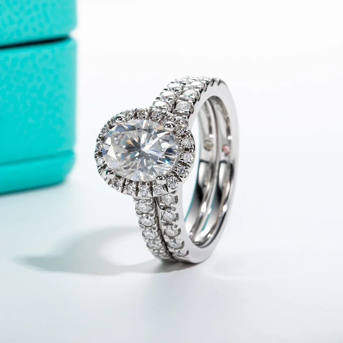 FCGJHW 2ct (Total 2.648ct) Oval D Color Moissanite Bridal Ring Set Wedding Band Silver Rings Cer Jewelry Wholesale 2026