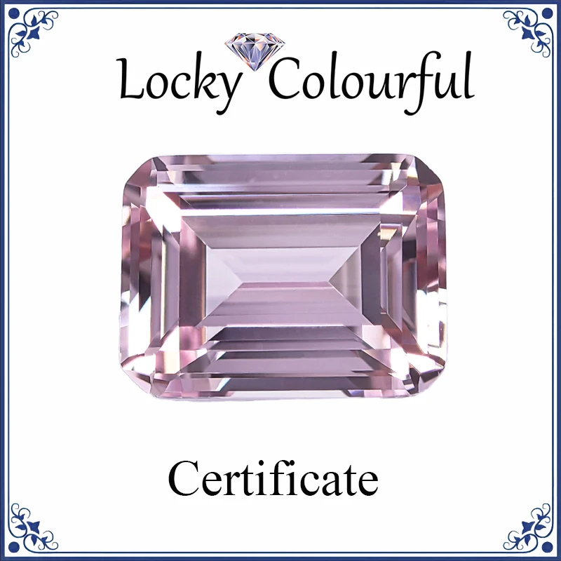 

Lab Grown Sapphire VVS1 Sakura Pink Color Emerald Cut Charms Beads for DIY Jewelry Making Materials Selectable AGL Certificate