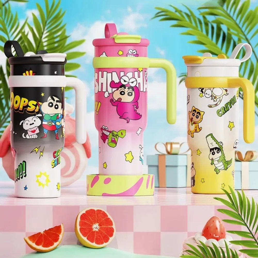 

New Crayon Shin-chan 900ML Large Capacity Stainless Steel Thermos Cup Cartoon Ice King Cup SUS316 Office Water Bottle Girls Gift