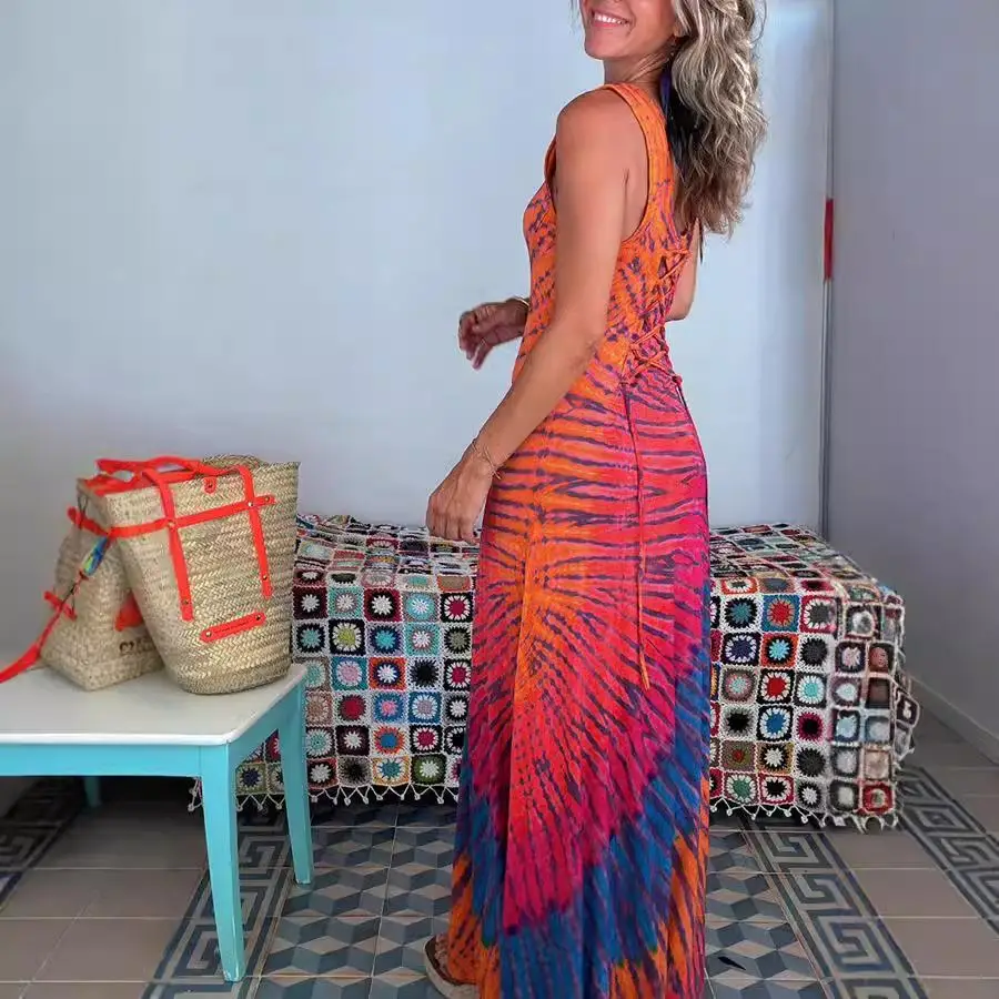 セクシーな夏のプリントスリムフィットバタイドレ女性のハイウエストストラップガウンポリエステル繊維ビジネスホームウェア