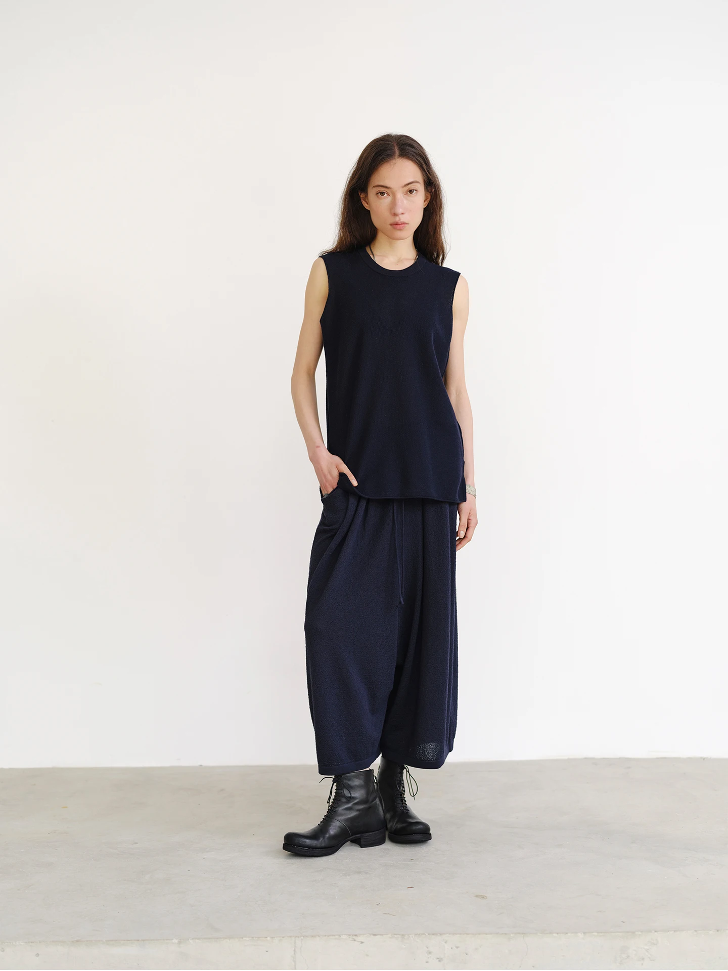 Toughsen Linen Cotton Texture round Neck Loose Fit Side Split Sleeveless Knitted Vest Breathable Women's Summer Top