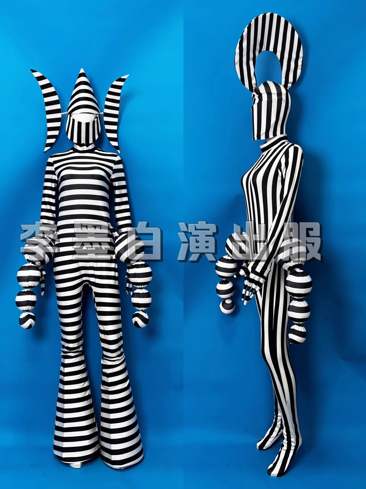 

Personalized Stripe Art Bar Large Performance Party Theme Show Nightclub Gogo Exaggerated Costume Singer Dance Stage Jumpsuit