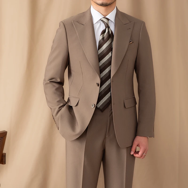 Mr. Lusan British Men Single-Breasted Suit Suit Business Commute Silm Casual Brothers' up Formal Suit