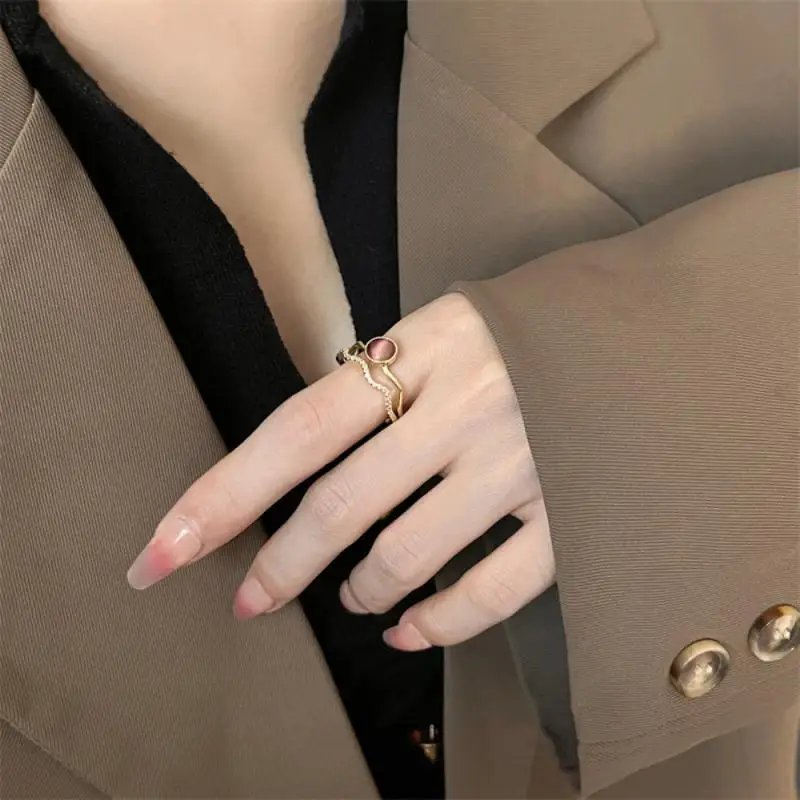 1/3/5PCS Electroplating Creative Ring Style Unique Design Sense Of Finger Ring Niche Alloy Open Ring Fashion Appearance Ring