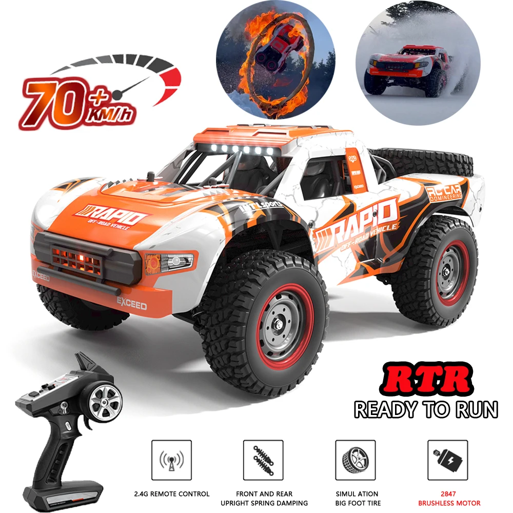 LED 헤드라이트가 있는 4WD RC 자동차, 리모컨 자동차, 고속 드리프트 몬스터 트럭, Wltoys 144001 장난감, Q130 1:14, 70 KM/H 