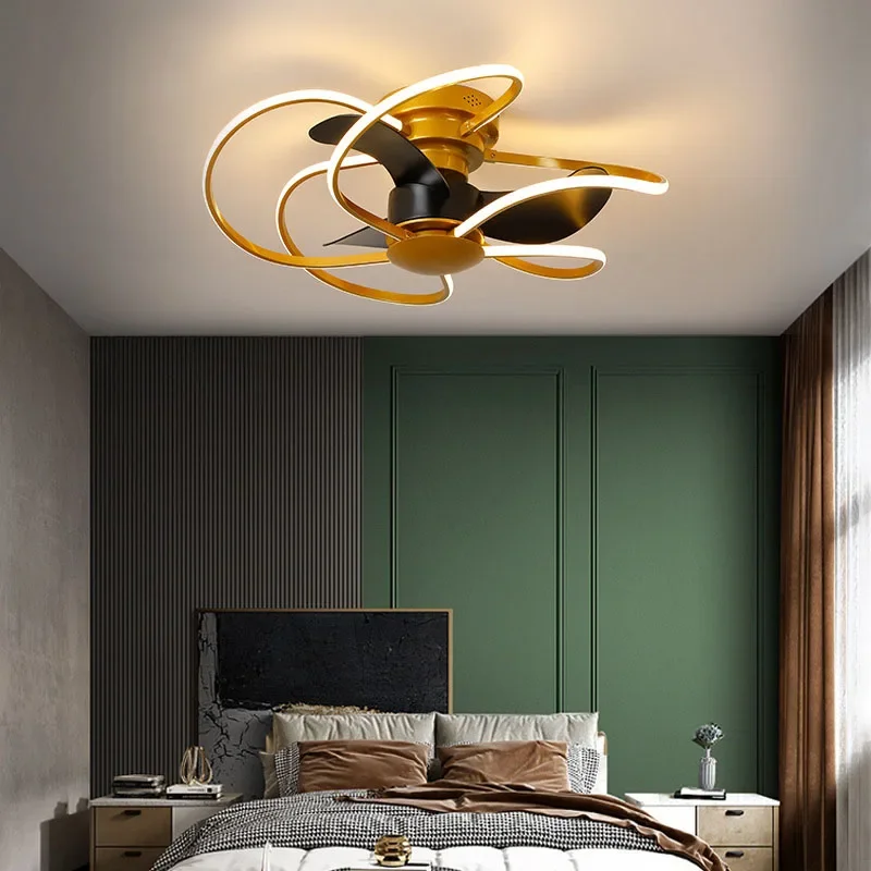 Modern Smart Ceiling Lamp Fan Controled By and Remote Stepless Dimming Color Changeable Power Dimmable