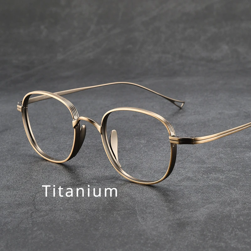 

Pure Titanium Eyeglass Frame with Ultra Light Titanium Frame Prevent Blue Light Flat Light Man Woman Retro Minimalist Glasses