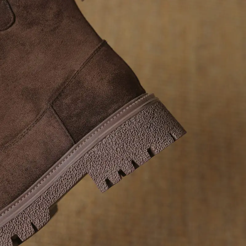 

ASILETO 2024, модные женские ботильоны из флока, замши, толстые каблуки, размер 4 см, 41 42, 43, мягкие повседневные ботильоны