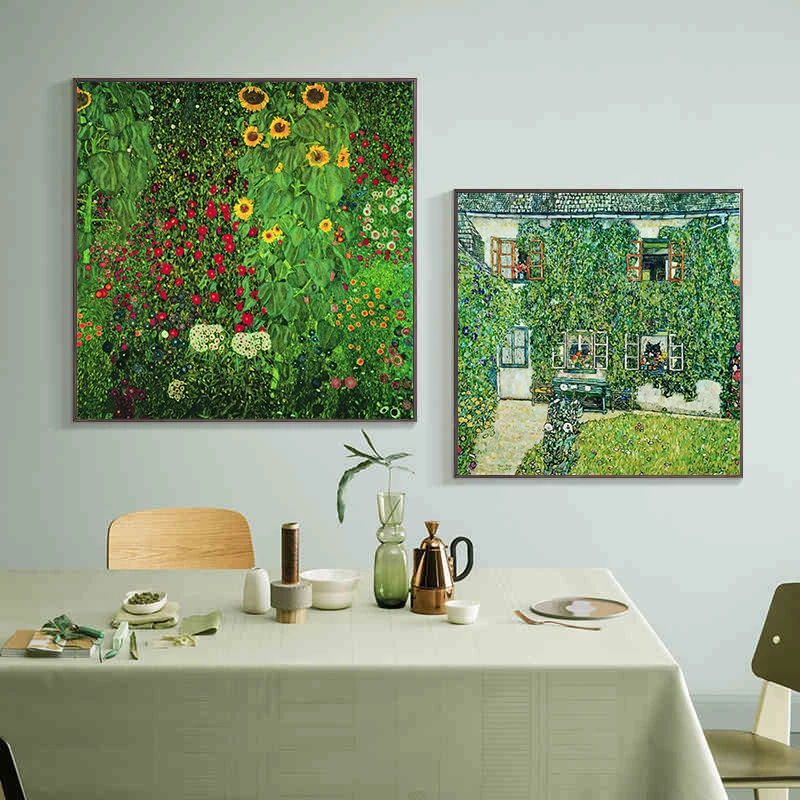 Gustav Klimt Famous Paintings Flowers Landscape Poster Canvas Painting Classical Reproduction Wall Art For Room Home Decor