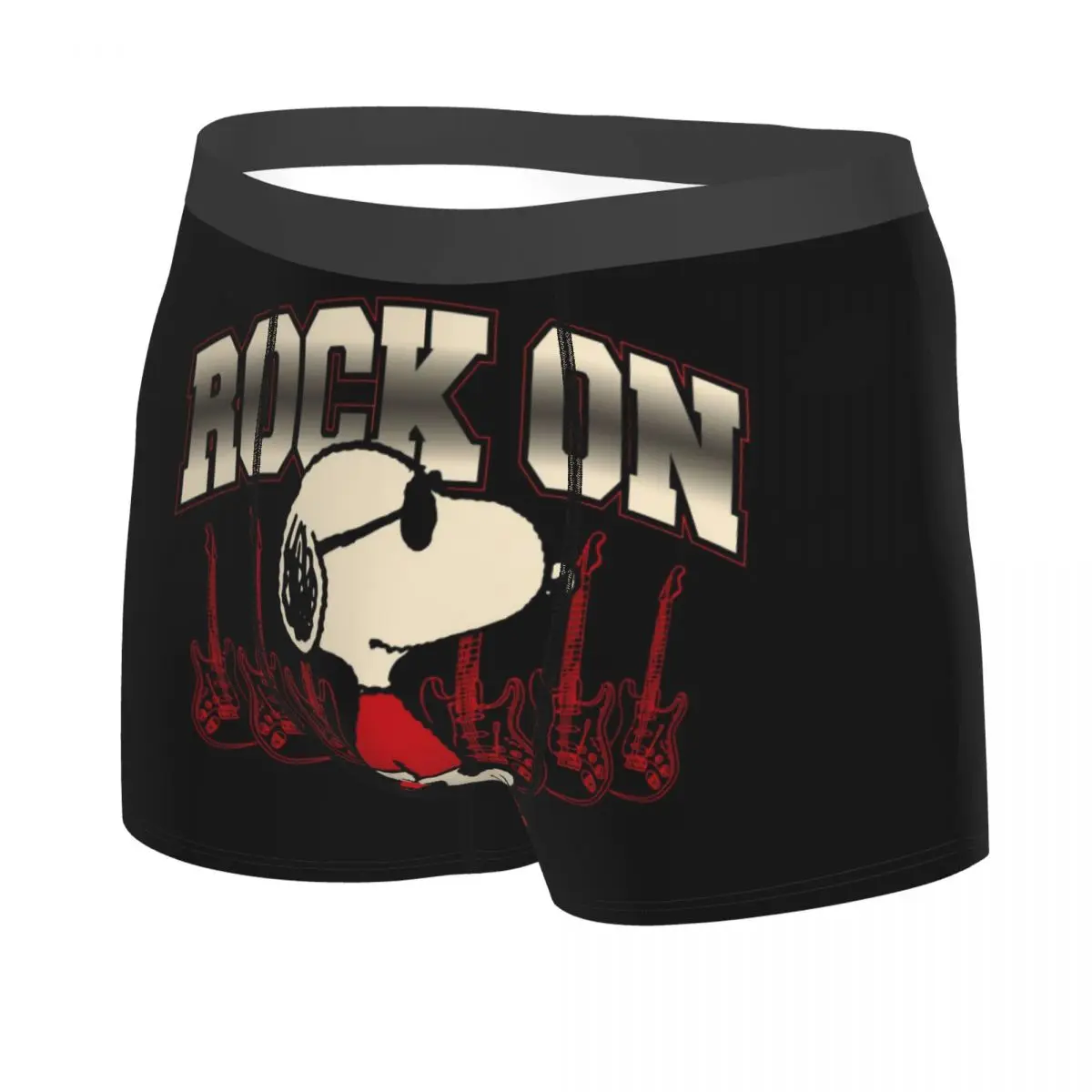 Custom Fashion S-Snoopys Rock On Boxers Shorts Panties Male Underpants Stretch Cute Cartoon Briefs Underwear