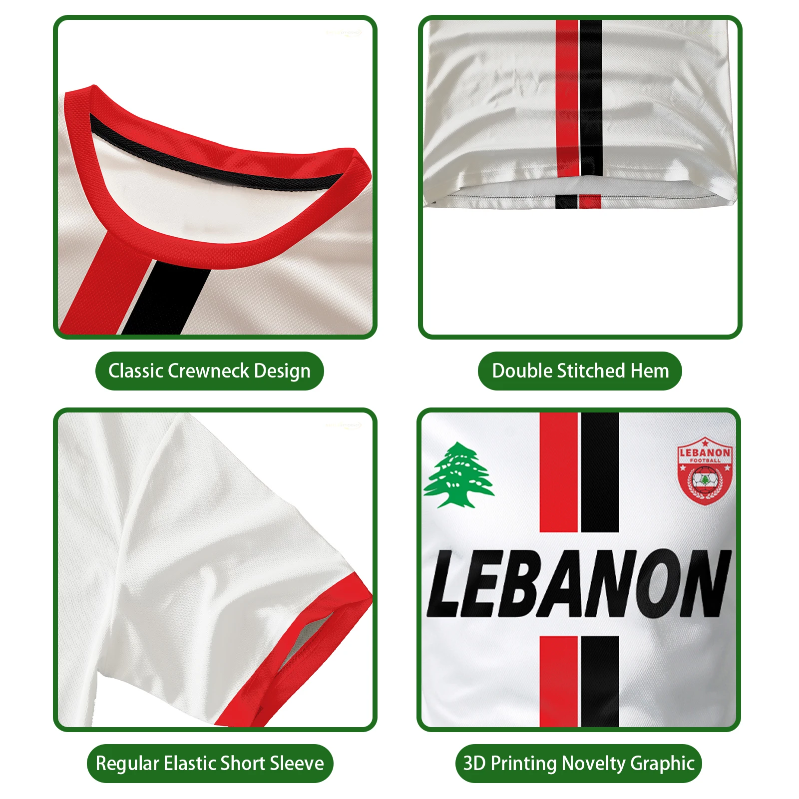 Lebanon Football Jersey T Shirts Adult & Kids Light Luxury Digital Printed Sports Soccer Uniforms Men\'s Lebanese Flag Clothing