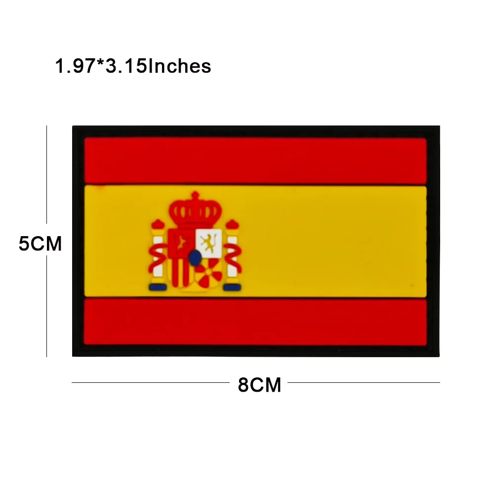 Flaga Hiszpanii Haftowana naszywka Odblaskowa na podczerwień IR Hiszpańskie flagi Emblemat Aplikacja 3D PVC Gumowe świecące w ciemności naszywki