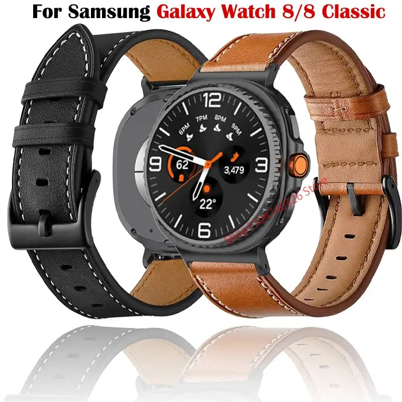 Retro-Lederarmband für Samsung Galaxy Watch 8/8 Classic, keine Lücken, Ersatzarmband für Samsung Galaxy Watch 8 40 mm 44 mm Band
