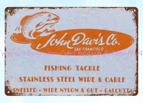 John Davis & Co. Fishing Lure metal tin sign living room wall decor