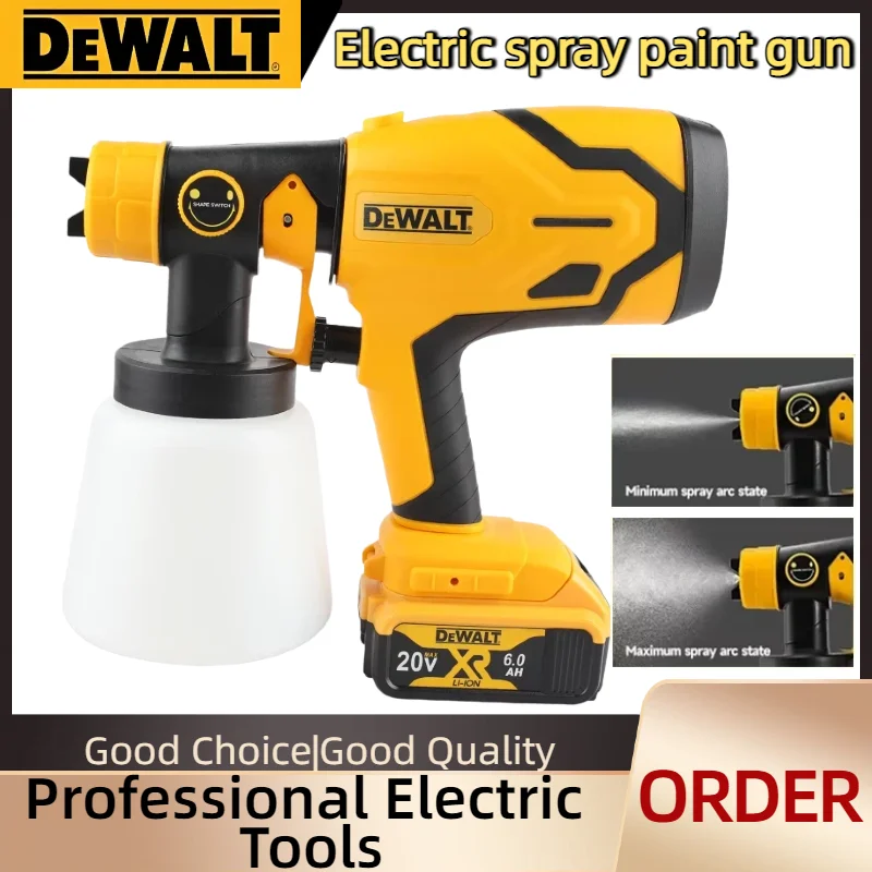 dewalt-cordless-electric-paint-spray-gun-800ml-high-power-for-car-furniture-steel-coating-professional-airbrush