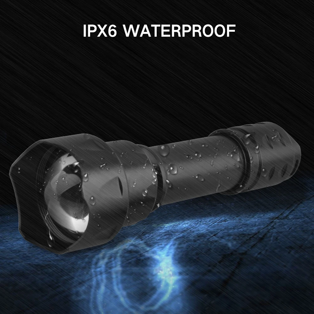 BORUiT T20 Infrared IR 850nm Night Vision LED Tactical Flashlight Zoom IPX6 Waterproof Torch Use 18650 Battery Hunting Lantern