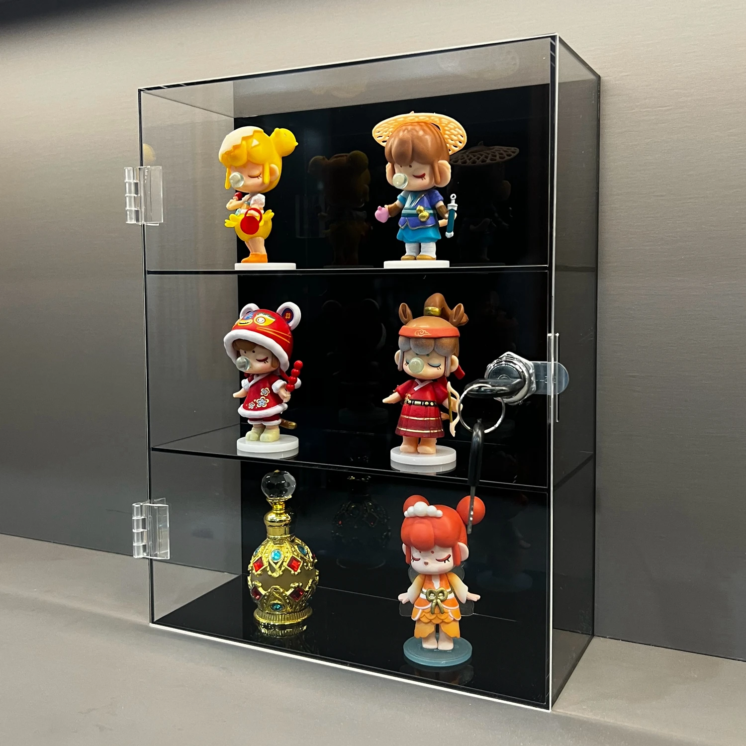 1 Stück Theken-Vitrine, staubdicht, geeignet für Kosmetika, Brillen, Edelsteine, Lippenstifte, Parfüm, freistehendes Aufbewahrungsregal