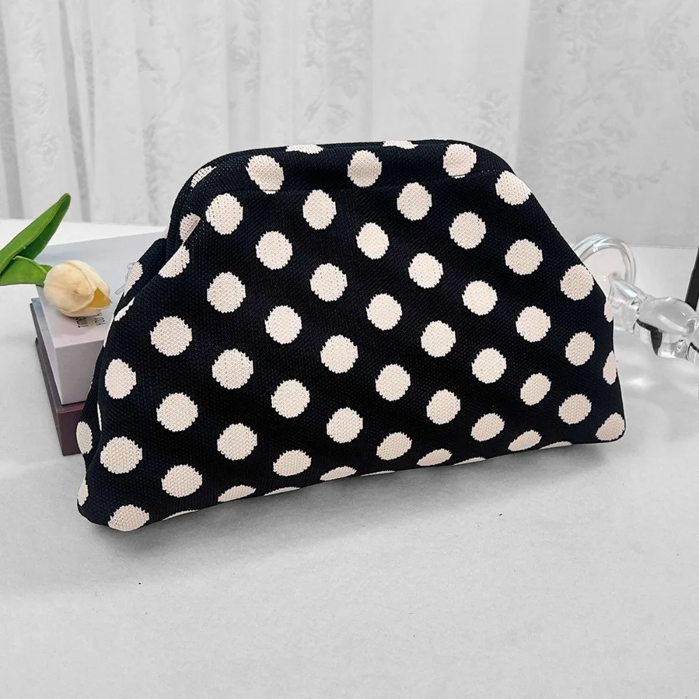 High Quality Polka Dot Clutch Bag Portable Large Capacity Cosmetic Bag Colorblock Handbag Women