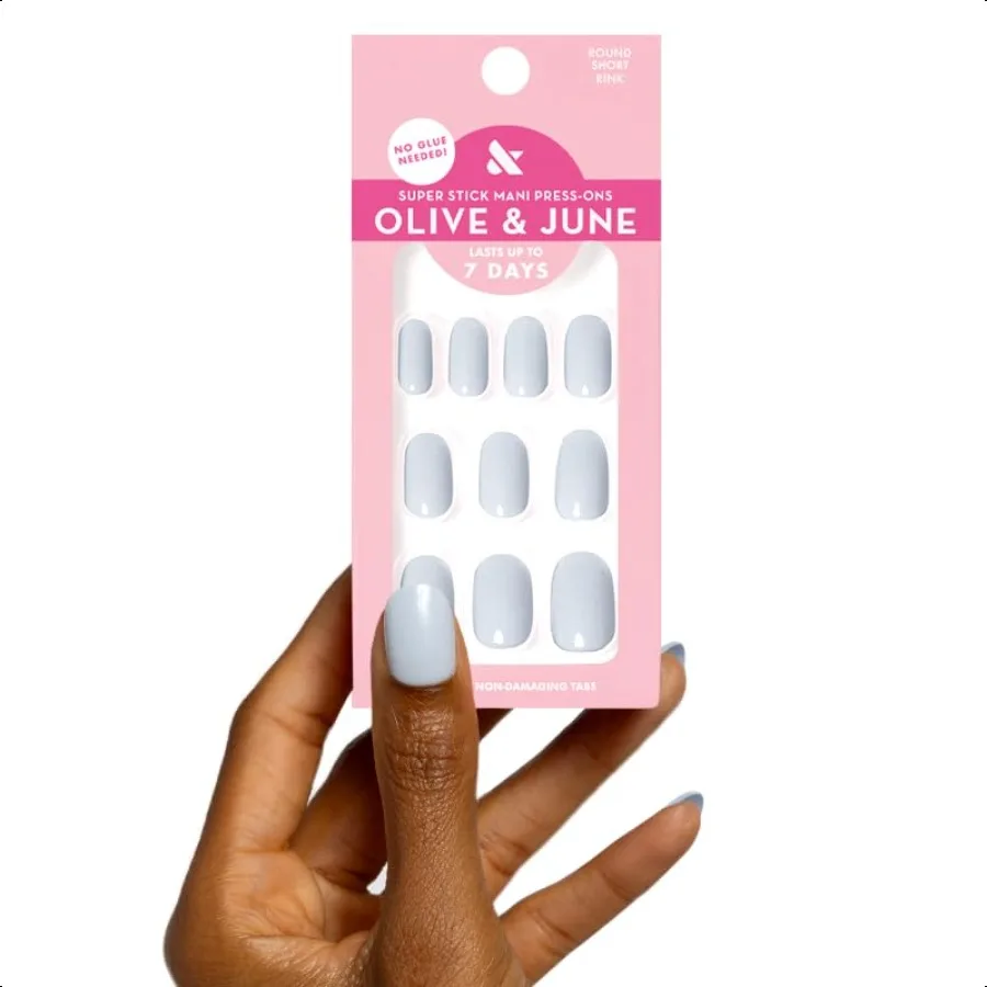 

Classic er Stick Mani Pr On Nails Short Round No Glue Needed 32 Tab Nails in 16 Sizes NonToxic Tabs Easy OnOff NonDamaging Real