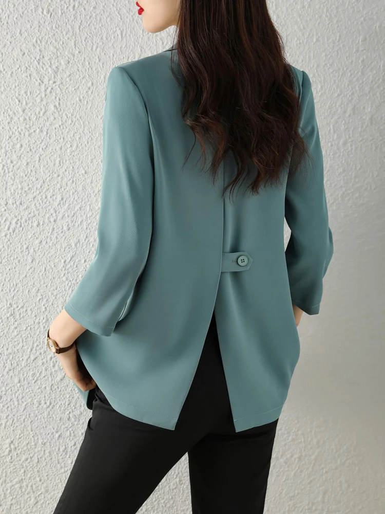 

Fashion Thin Chiffon Blazer Suit Jacket Women's Clothing 2022 Spring Summer New Casual 3/4 Sleeve Blazers Coats fp43