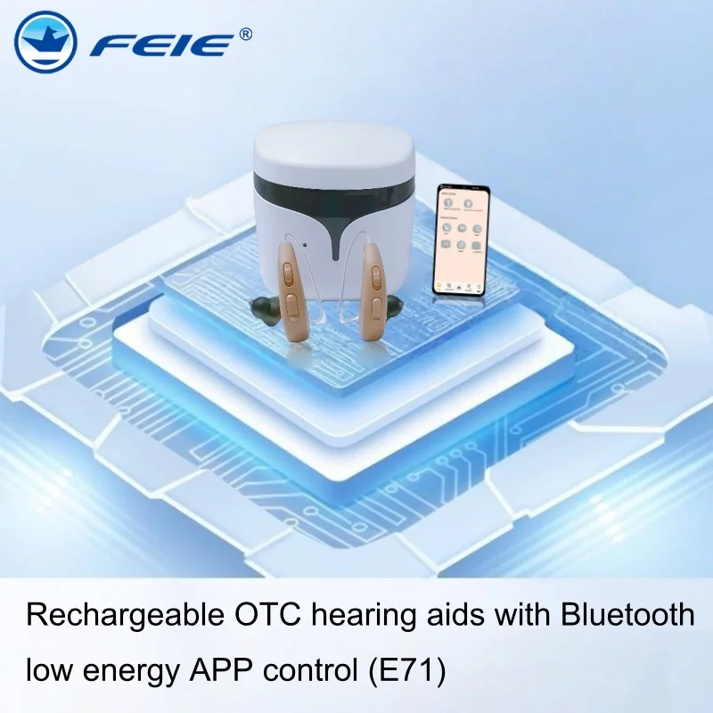 FEIE 16-канальный Bluetooth-приложение для мобильного телефона, перезаряжаемый цифровой беспроводной слуховой аппарат, усилитель звука глухоты для тяжелой потери слуха