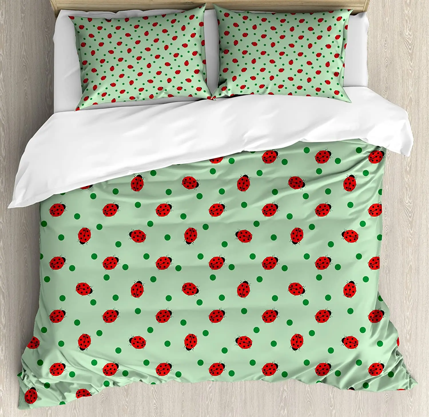 3pcs Bedding Set Dandelion Ladybug White Home Textile Duvet Cover Pillow Case Boy Kid Teen Girl Bedding Covers Set