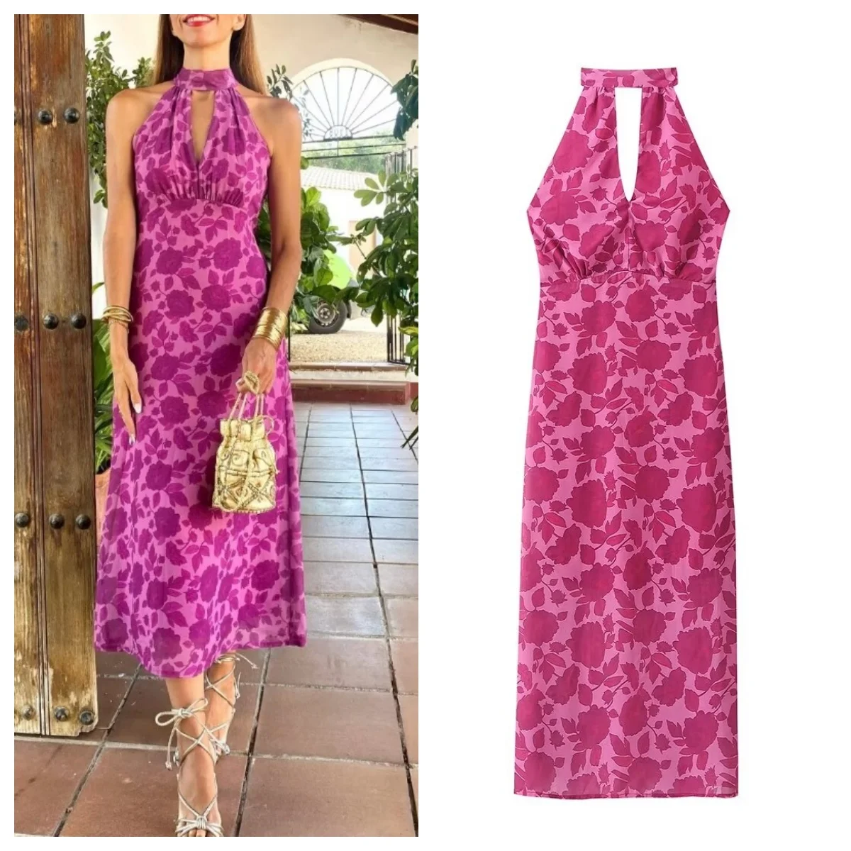 European and American style waist slim dress women\'s summer high-end halter neck backless temperament long dress