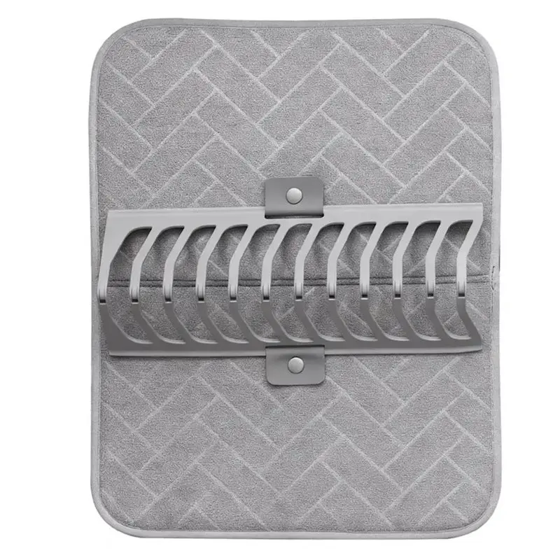 

BHTS-Dish Drying Mat Super Absorbent With Integrated Stackable Shelf For Efficient For-Kitchen Storage Organization