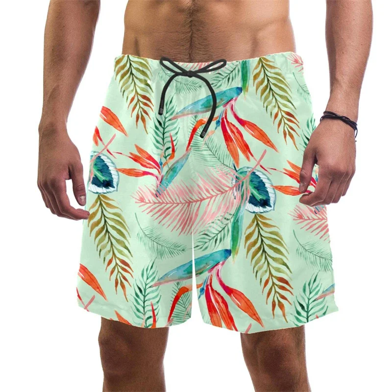 New Summer Hawaiian 3D Tropic Leaves Printing Beach Shorts Fruits Graphic Swimming Shorts Men Fashion Streetwear Swimming Trunks