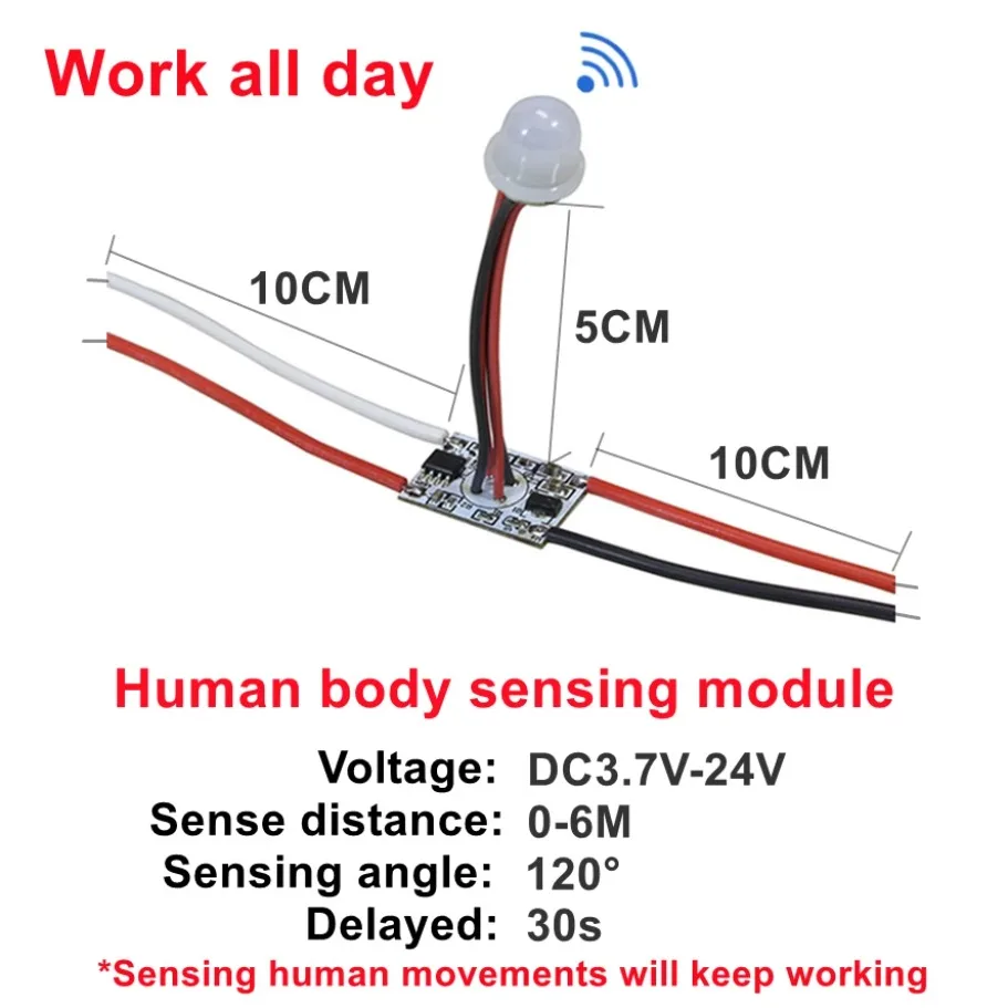 5 فولت 12 فولت 24 فولت تعمل بالضوء التبديل كاشف حركة 6 متر PIR محس حركة الموقت التبديل التحكم شرائط مصباح لمبة مكتب ضوء الليل