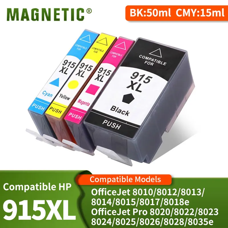 4pcs Compatible 915 915XL 915 XL Ink Cartridge for HP OfficeJet Pro 8020/8022/8023/8024/8025/8026/8028/8035 e Series Printer