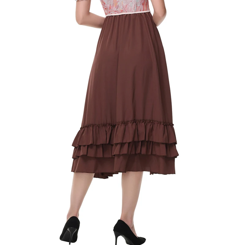 Lady Gothic Steampunk Skirt Vintage Retro Renaissance Costume Hem Ruffle Rave Clubwear Outfit