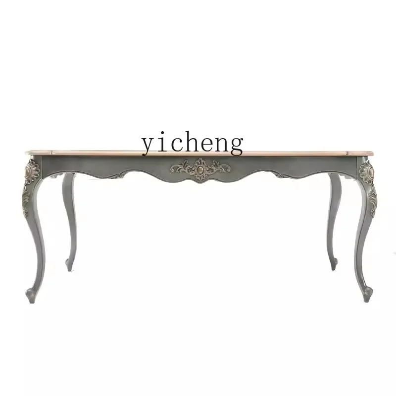 XL classical style solid wood carving dining table rectangular retro restaurant European style dining table dining chair