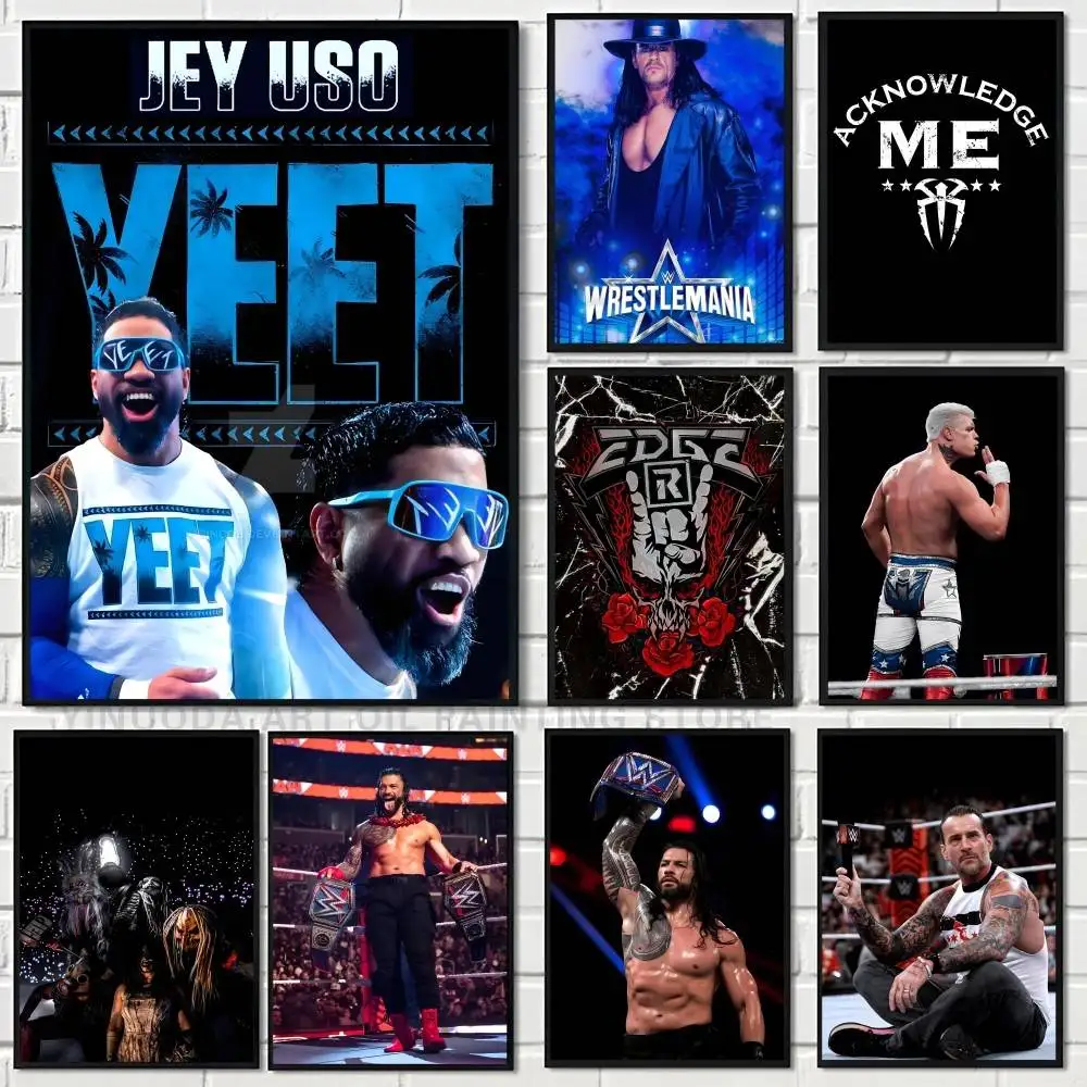 W-wwe Held Poster, Wandkunst, Druck, wasserdicht, für Zuhause, Wohnzimmer, Schlafzimmer, Bar, ästhetisches Dekor