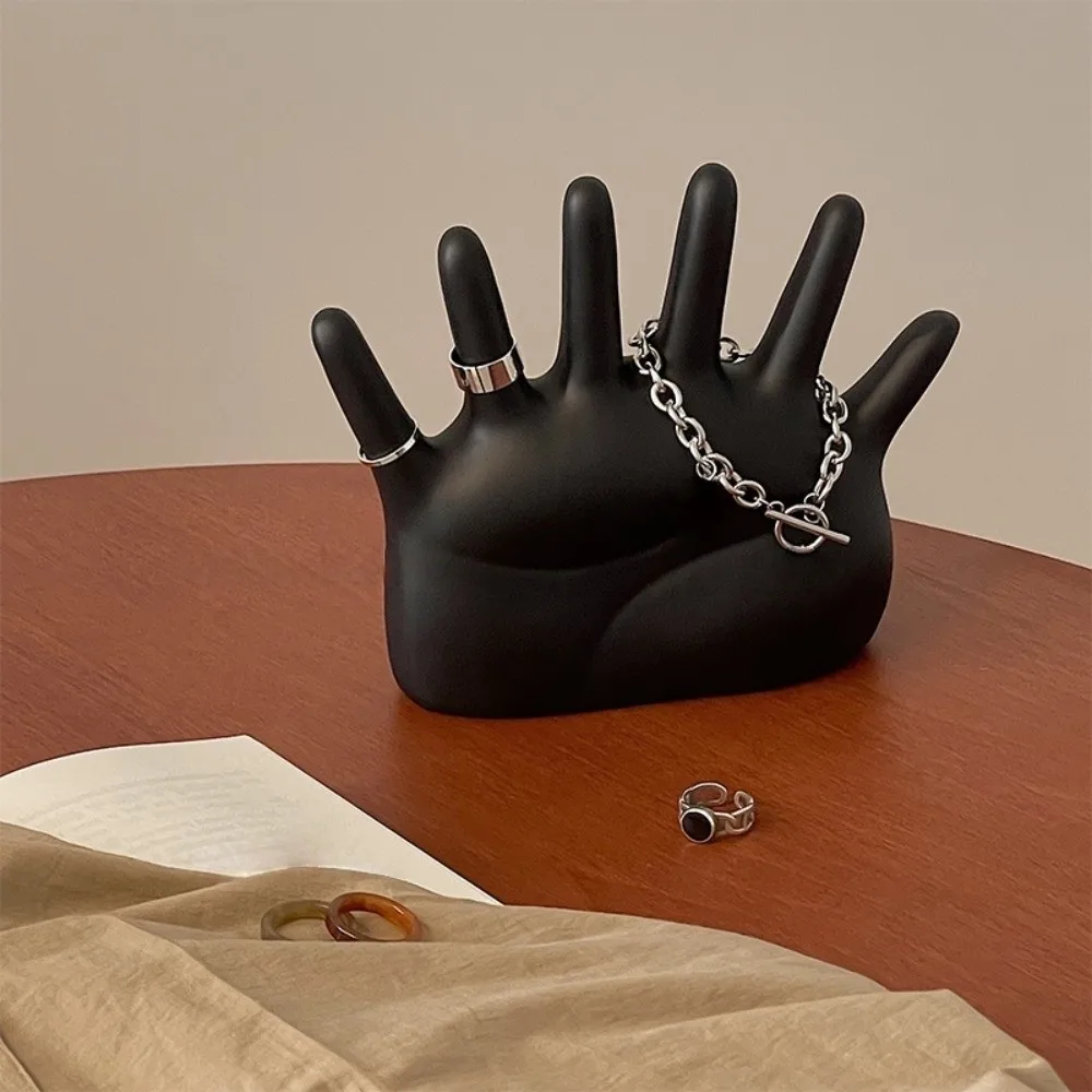 

6 Fingers Palm Shape Rings Holder Vintage Crafts Watch Organizer Simple Resin Jewelry Display Stand Living Room Bedroom Decor