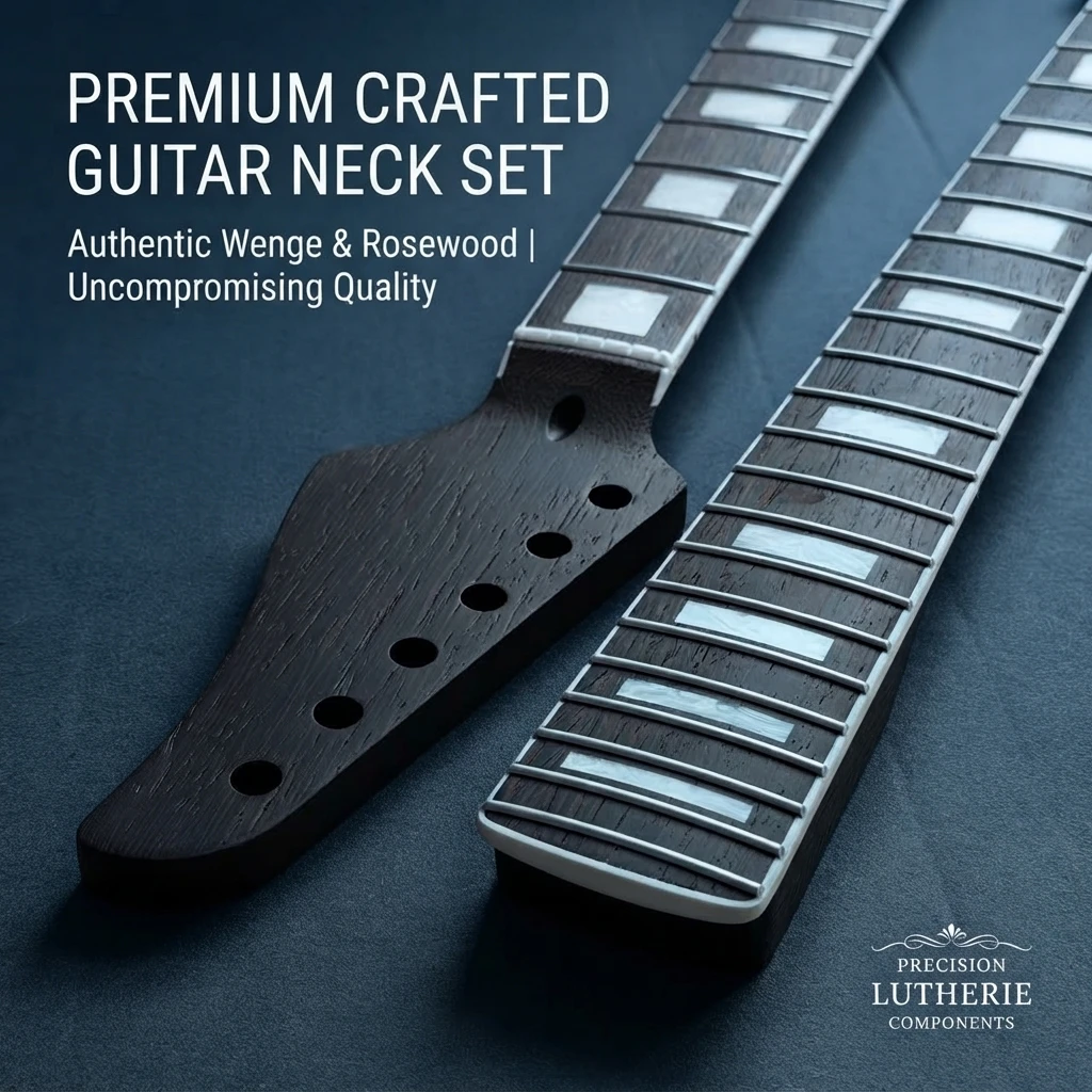 22 Fret ST Guitar Neck, Dark Matte Finish, Chicken Wing Wood Fingerboard, White Block Inlays, Guitar DIY Repair Replacement Part