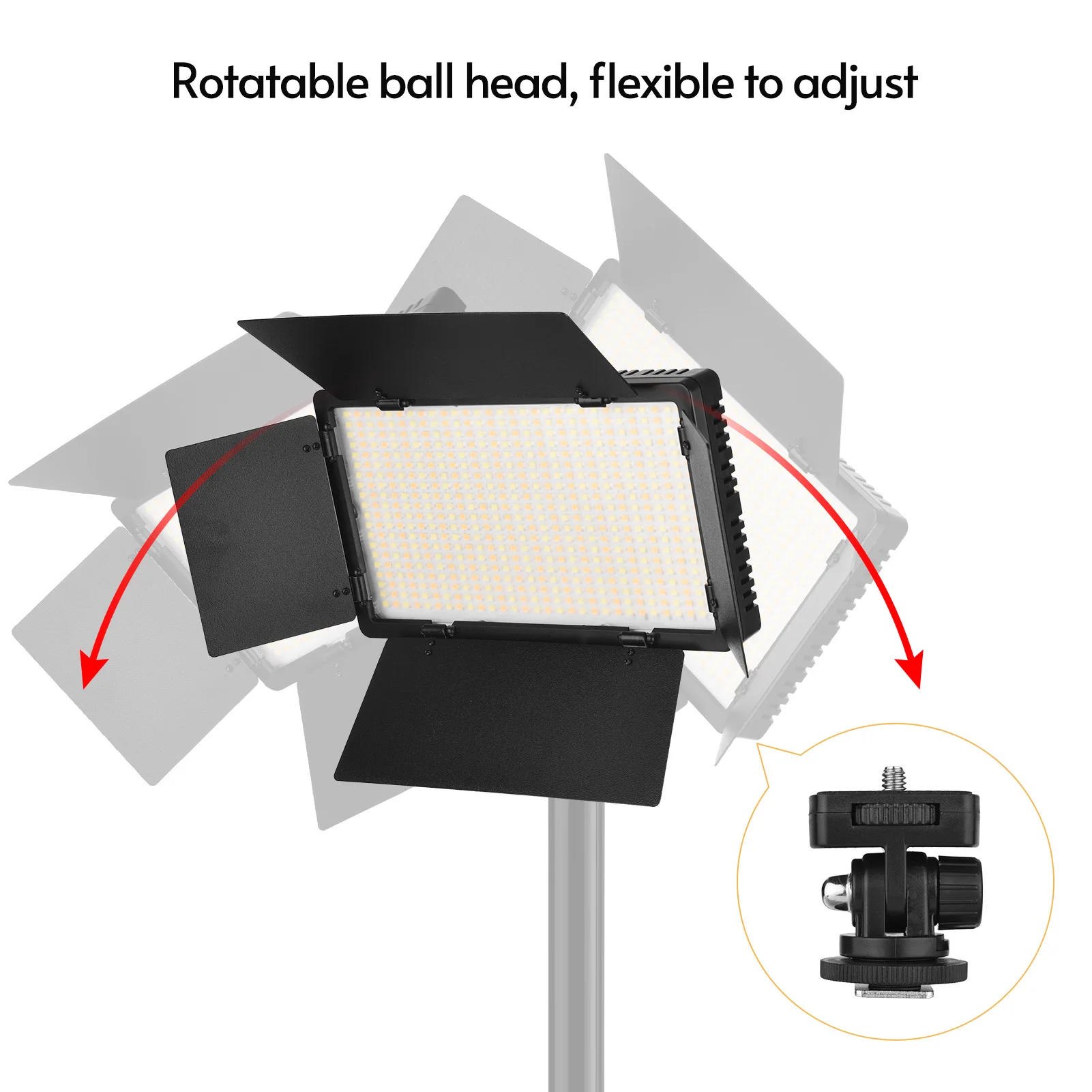 Andoer LED-600 LED Video Light Professional Photography Light Panel 600PCS Light Beads 3200-5600K Dimmable with Barndoor