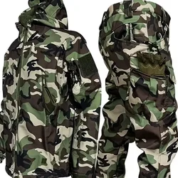 5XL 4XLMultiple Colors Thicken Soft Shell Winter Work Sharkskin Storm Hooded Jacket Velvet Hiking Clothing Fishing Tracksuit Set