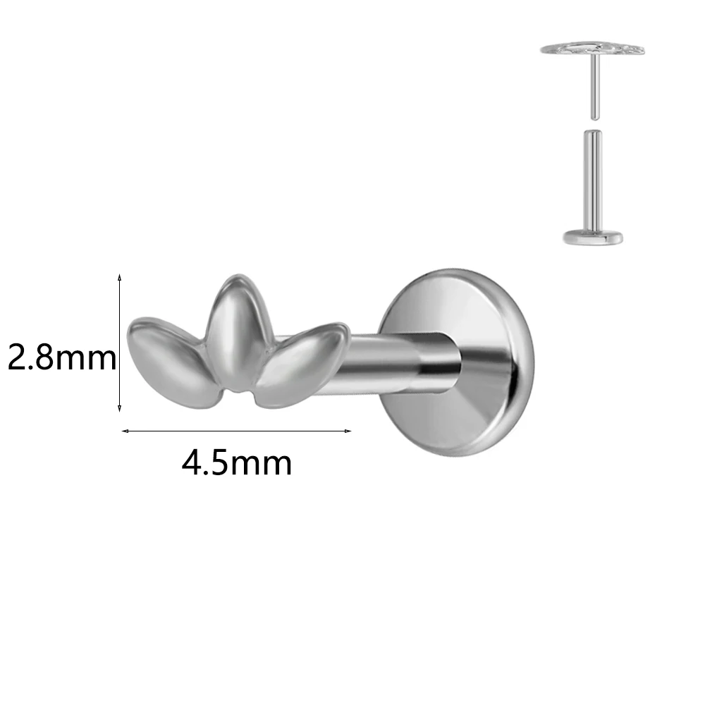 Women's Titanium Opal Moon Push In Branch Earring Stud