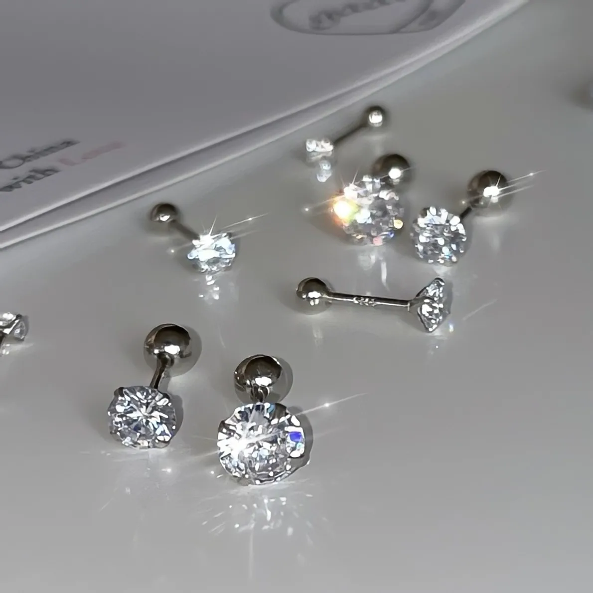 Korean Fashion Tiny Clear Crystal Tragus Stud Earrings for Women Exquisite Sparkling Purple/White Crystal Ear Piercing Jewelry
