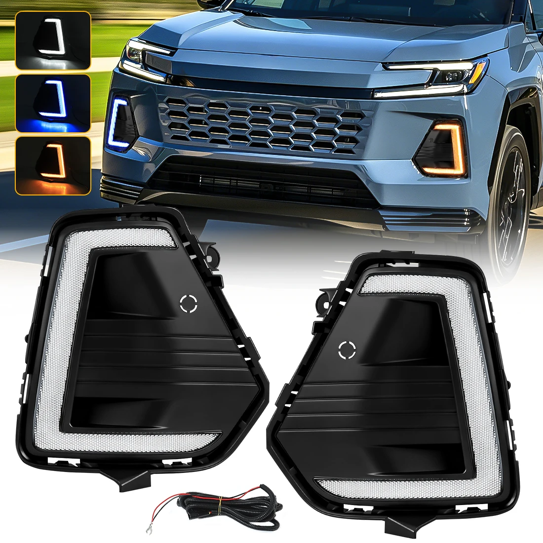 

LED Daytime Running Light For Toyota RAV4 LE XLE SE Limited 2026 Fog Driving Light Turn Signal 3-color DRL Car Accessories 12V