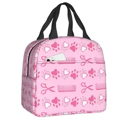 2023 New Cute Dog Grooming Paw Prints Insulated Lunch Bags For Camping Travel Animal Pet Portable Cooler Thermal Lunch Box Kids