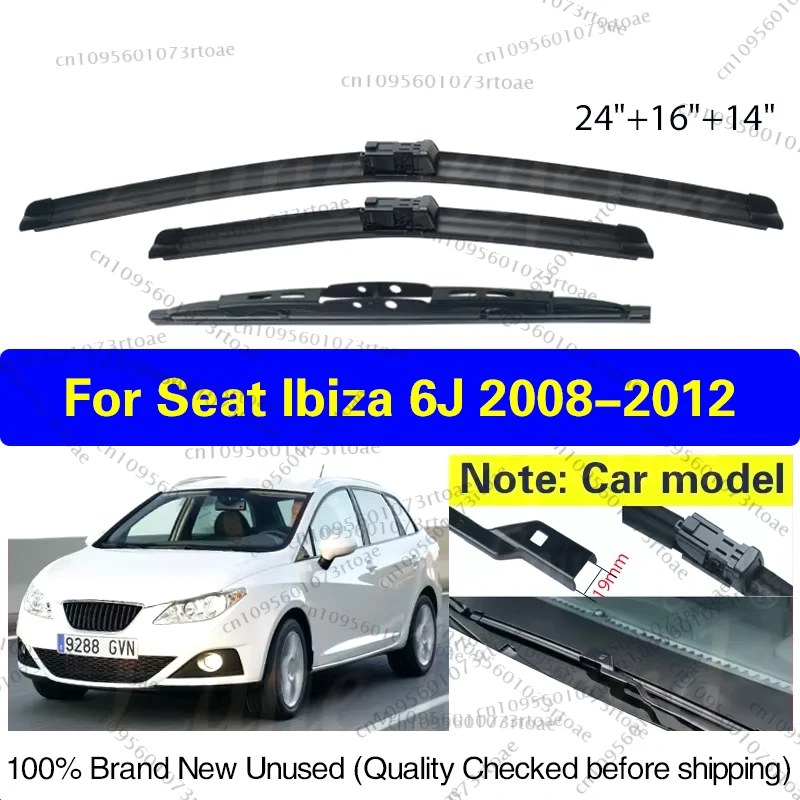 

Стеклоочиститель с левым рулем, передние и задние щетки стеклоочистителя для SEAT Ibiza 6J 2008 2009 2010 2011 2012, лобовое стекло, щетка от дождя 24 "+ 16" + 14"