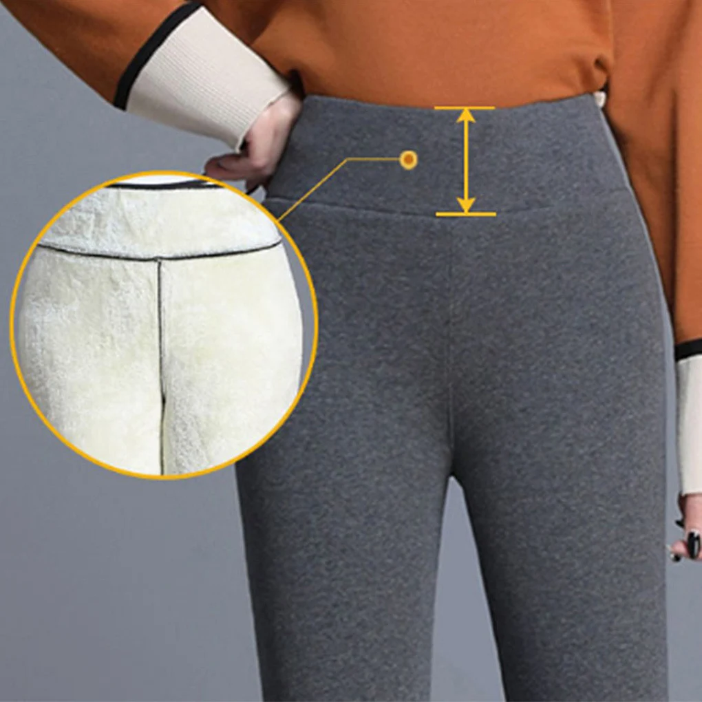 Mulher inverno quente leggings grosso elasticidade térmica nona calças emagrecimento elástico calças de tempo frio cinza claro xxl