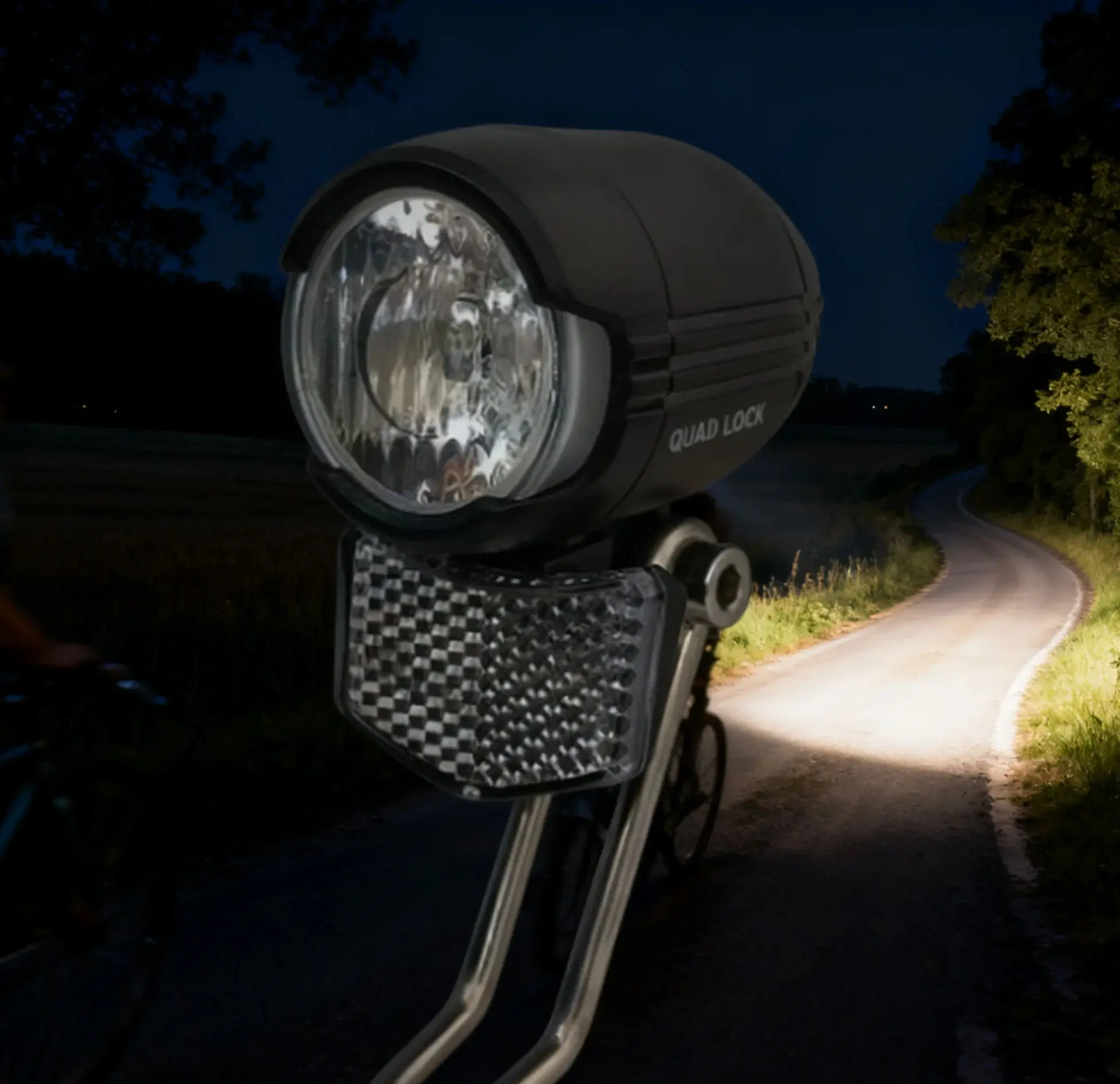 

QUAD LOCK Bicycle Front LED Light with Horn Bicycle Lights Mountain Bike Accessories 36V 48V 3pin Waterproof Connector
