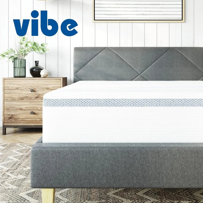 فراش فوم ميموري جل من Vibe ، سرير معتمد من CertiPUR-US ، كوين ، أبيض ، 12"