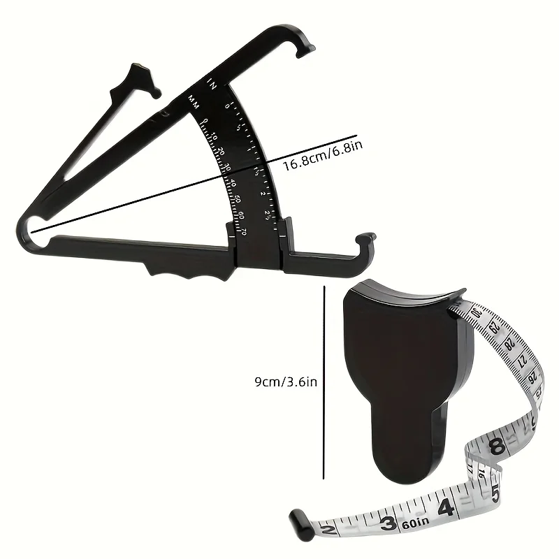 Körperfett-Kaliper und Taillenmessband-Set - Handgehaltener Kombinations-Kaliper und Messband, Tragbares Fitness-Messwerkzeug – Detail 3