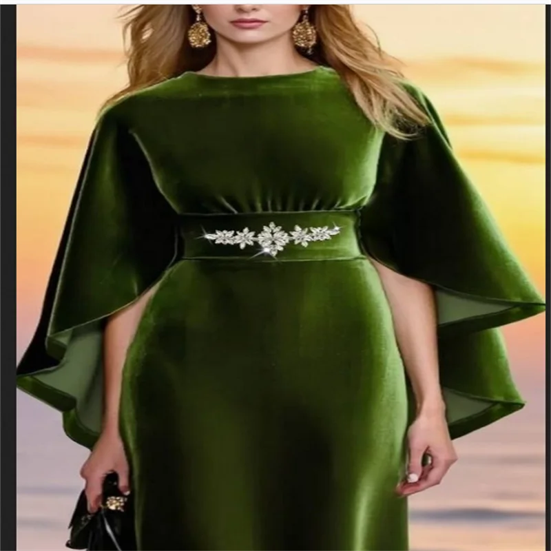 

Велюровое женское длинное вечернее платье зеленого цвета длиной до пола, платье для выпускного вечера с кепкой по индивидуальному заказу فساتين سهرة فخ Alma require 2025너 assor tahun