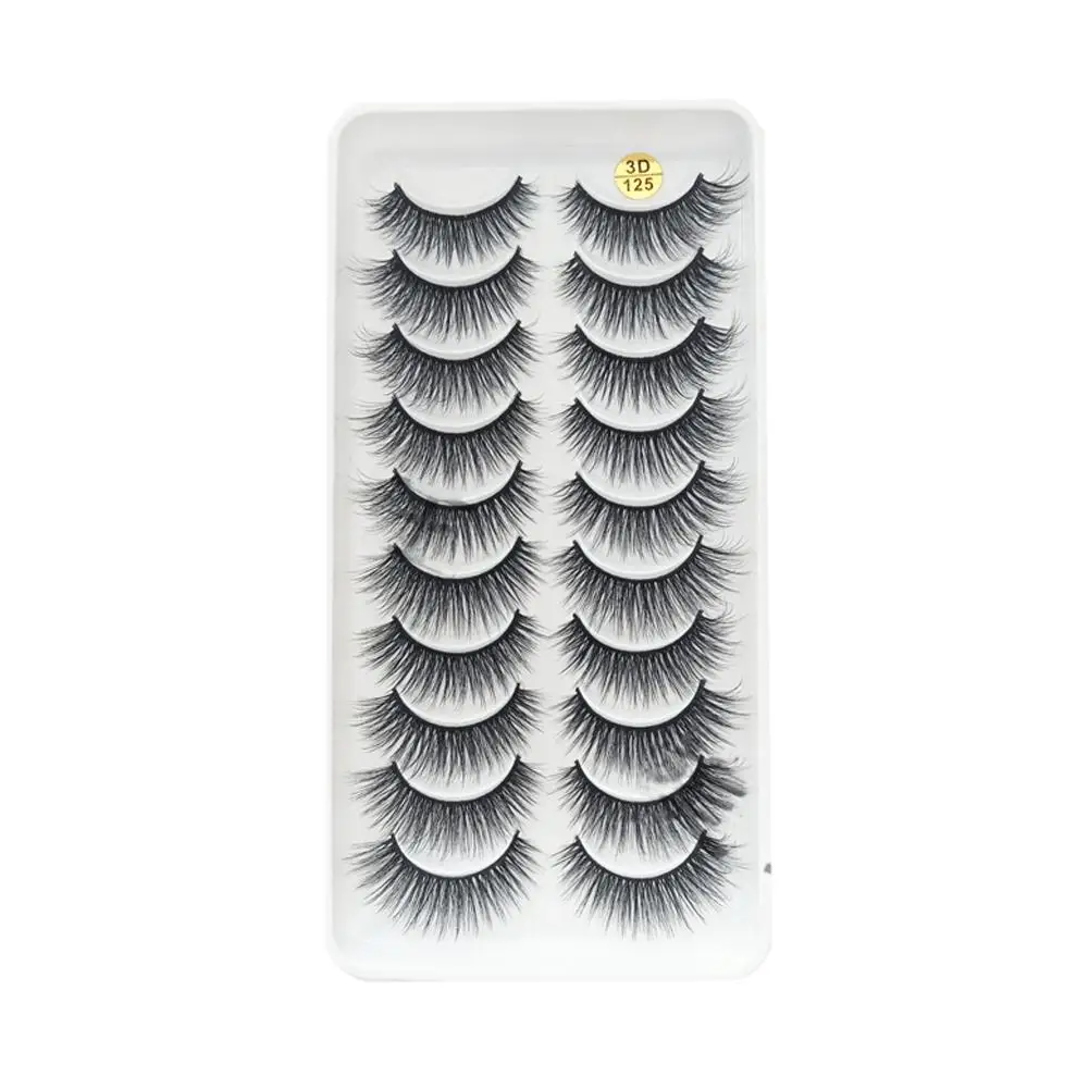 10Pairs False Eyelash Natural Cat Eye Lashes Transparent Thick Lashes Stem Curly Mink Soft Faux Lashes V6C7